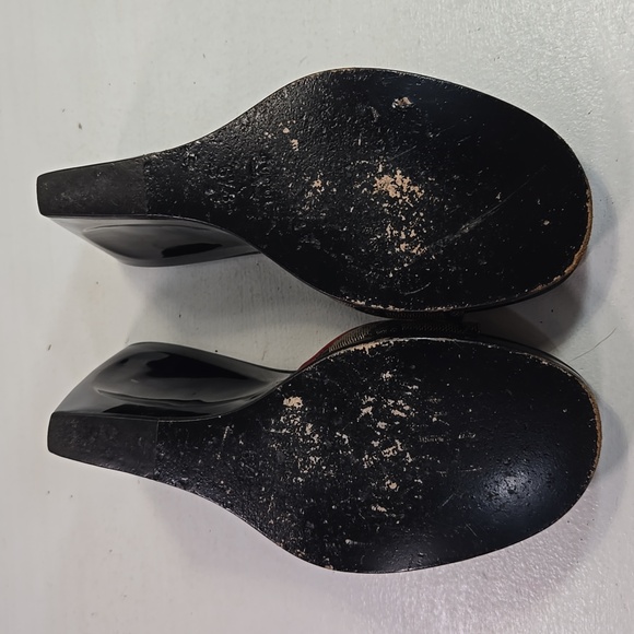 Gucci Vintage GG Logo Monogram Wedge Mules Heels 6½ - Picture 8 of 12